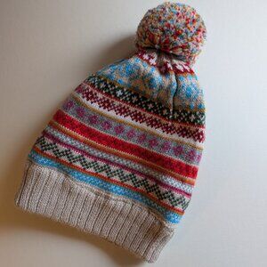 Colorful winter beanie with pompom